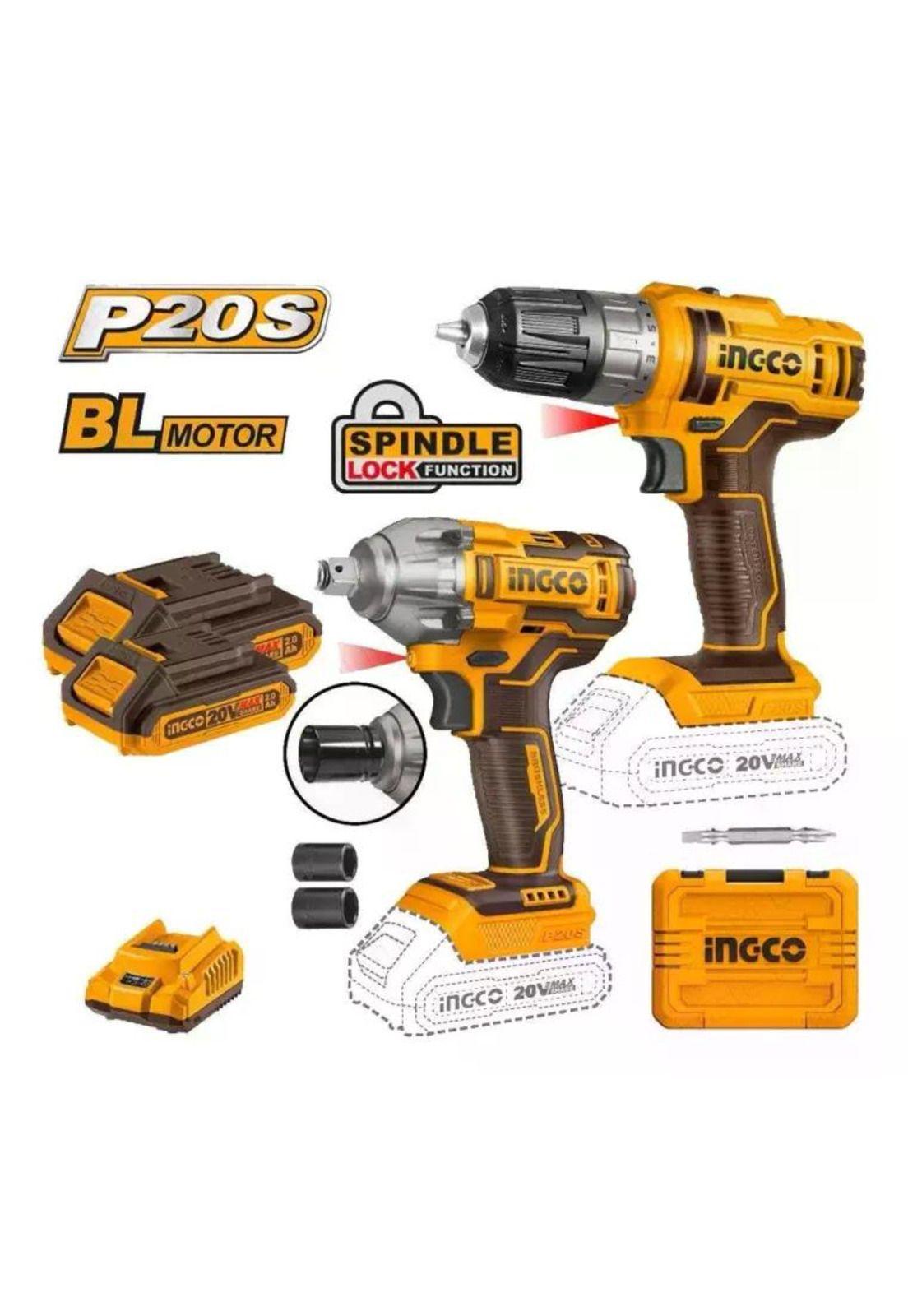 Kit Pack Inal Ingco 20v Taladro + Llave Impac Bl Cosli230702-8