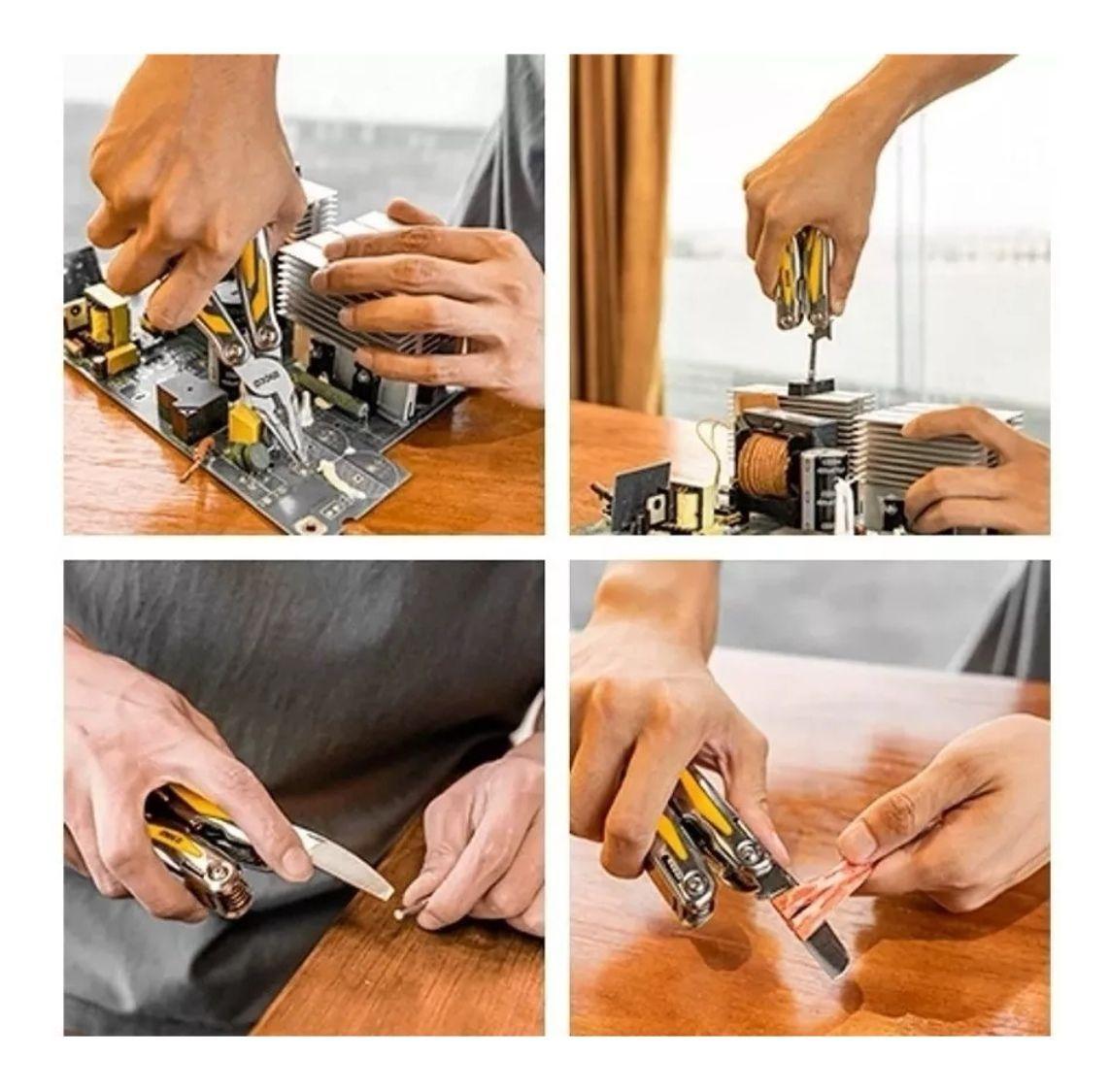 Alicate Multiherramienta Ingco Con 15 Funciones + Funda Hfmft0115-6