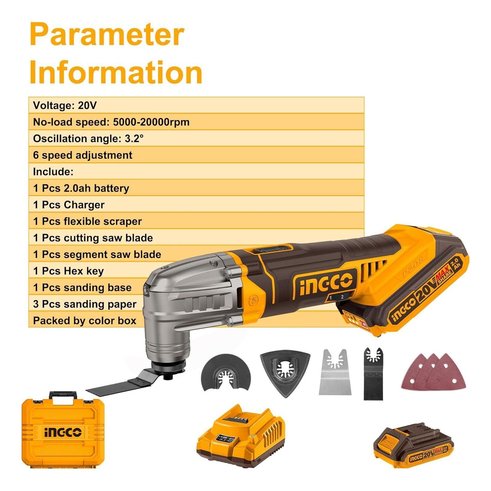 Multicortadora Multiuso Ingco 20v + Bat + Carg Cmli20228-2