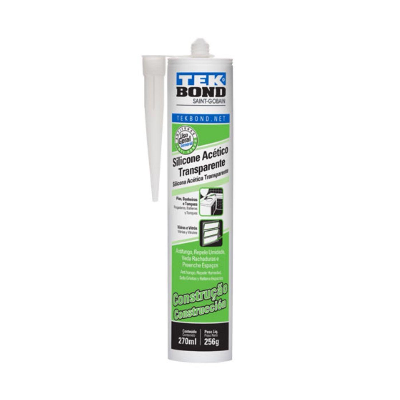 Pack 6 Silicona Acetica Construccion Tekbond 270 Ml Incoloro Transparente-2