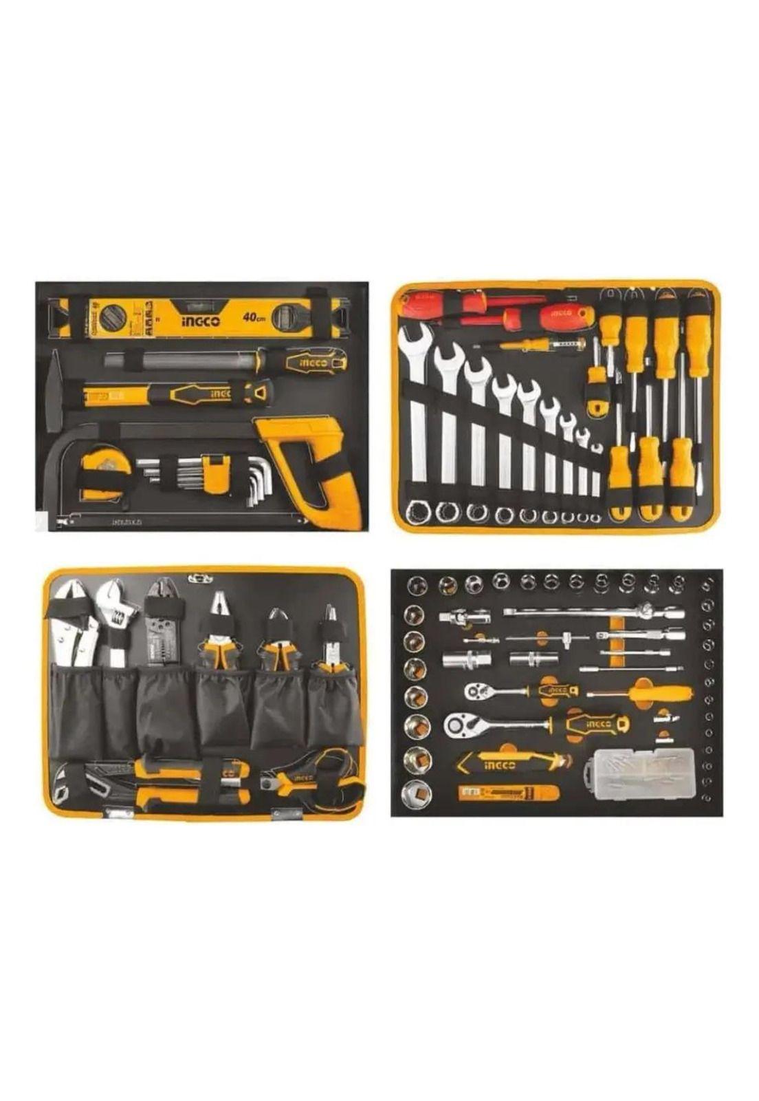 Caja De Herramientas Valija Maletín Metálico Con Ruedas 147 Piezas Ingco Hkthp21471 Plateado-1