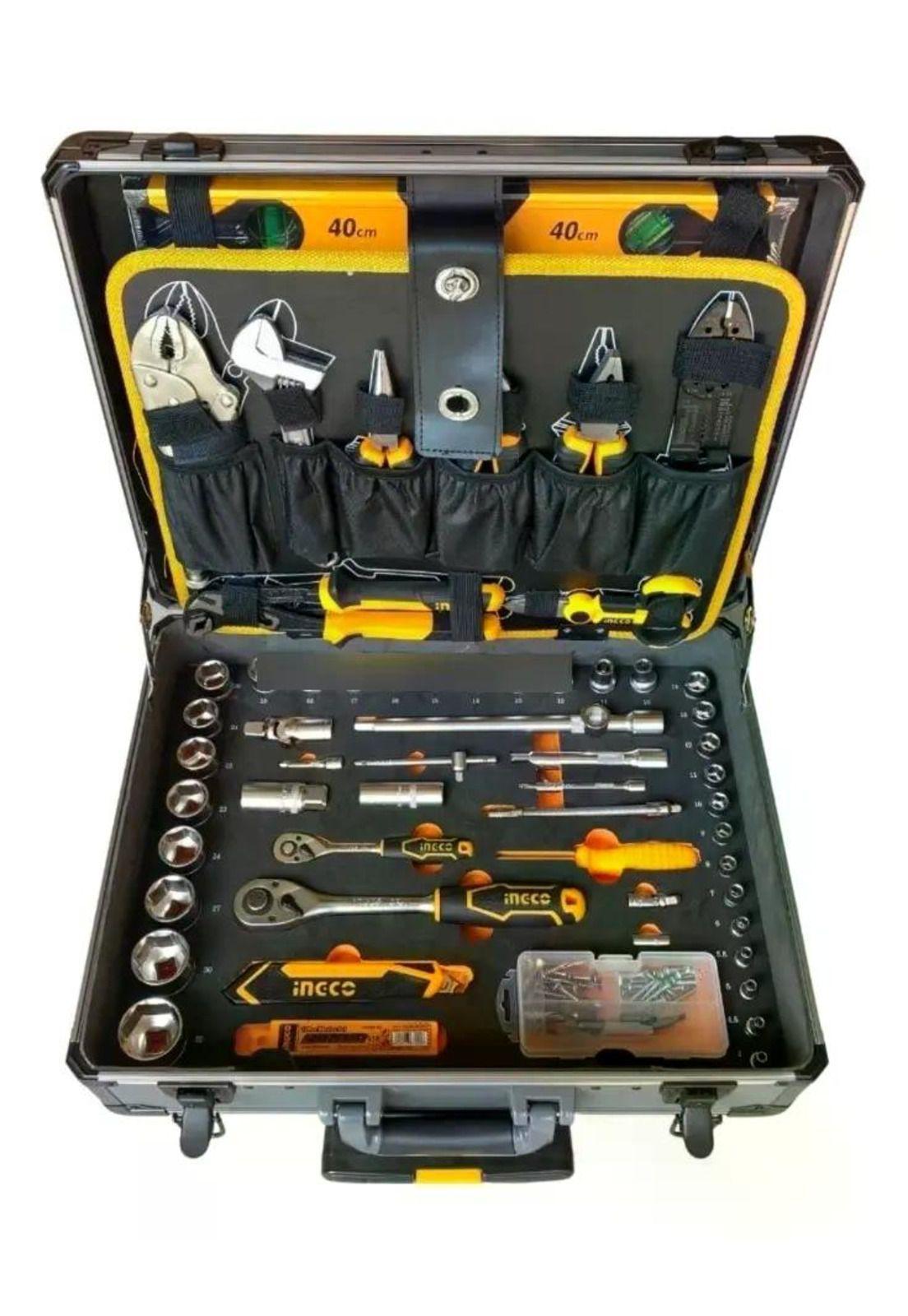 Caja De Herramientas Valija Maletín Metálico Con Ruedas 147 Piezas Ingco Hkthp21471 Plateado-4