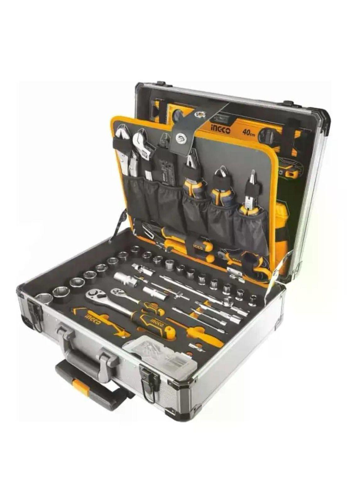 Caja De Herramientas Valija Maletín Metálico Con Ruedas 147 Piezas Ingco Hkthp21471 Plateado-5