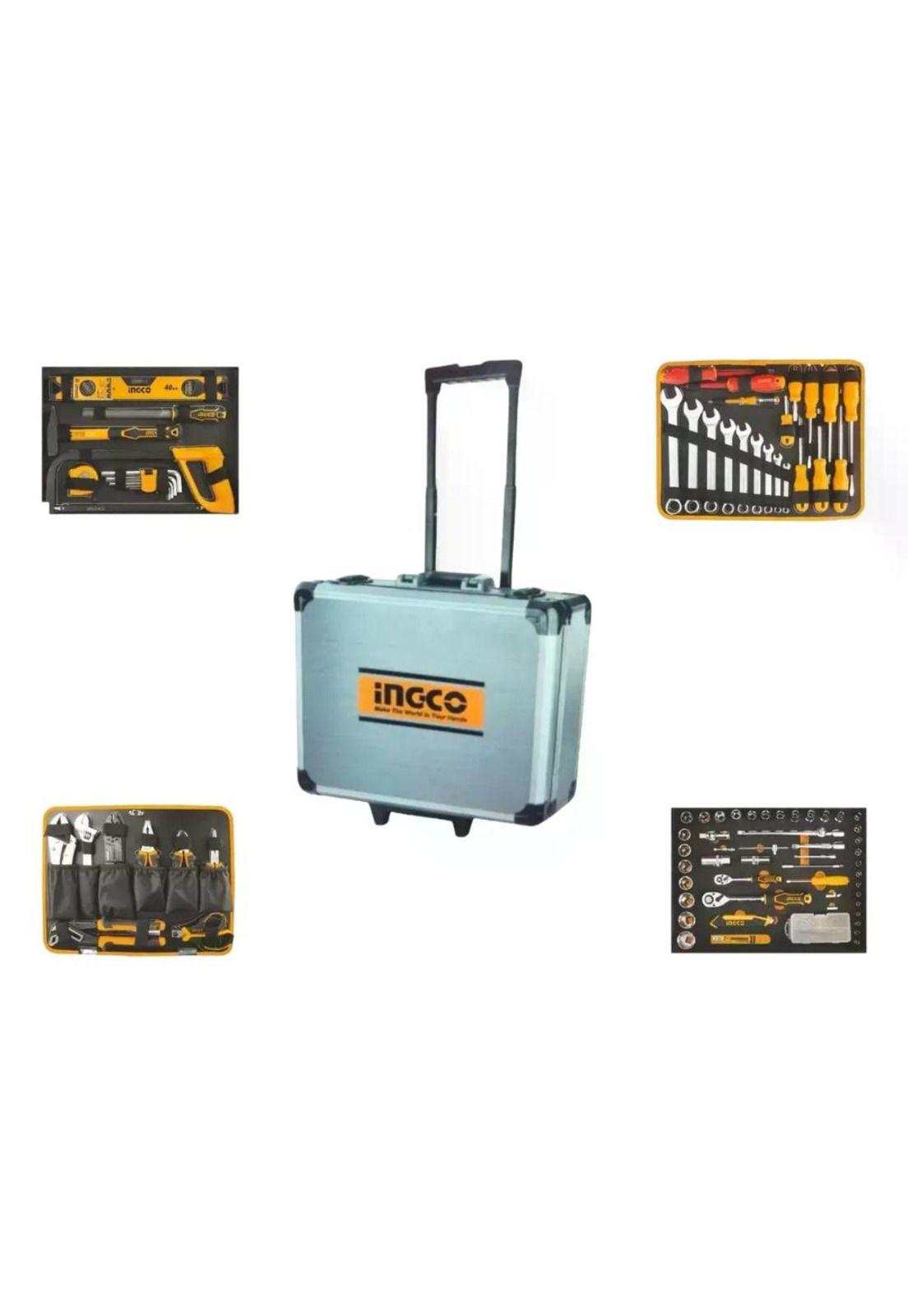 Caja De Herramientas Valija Maletín Metálico Con Ruedas 147 Piezas Ingco Hkthp21471 Plateado-9