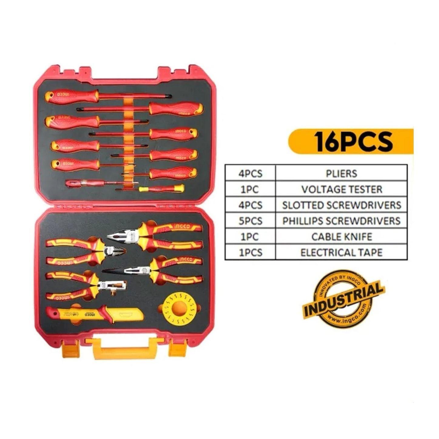 Set Herramientas Aislados Vde Ingco Industri 16 Pz Hkith1601-3
