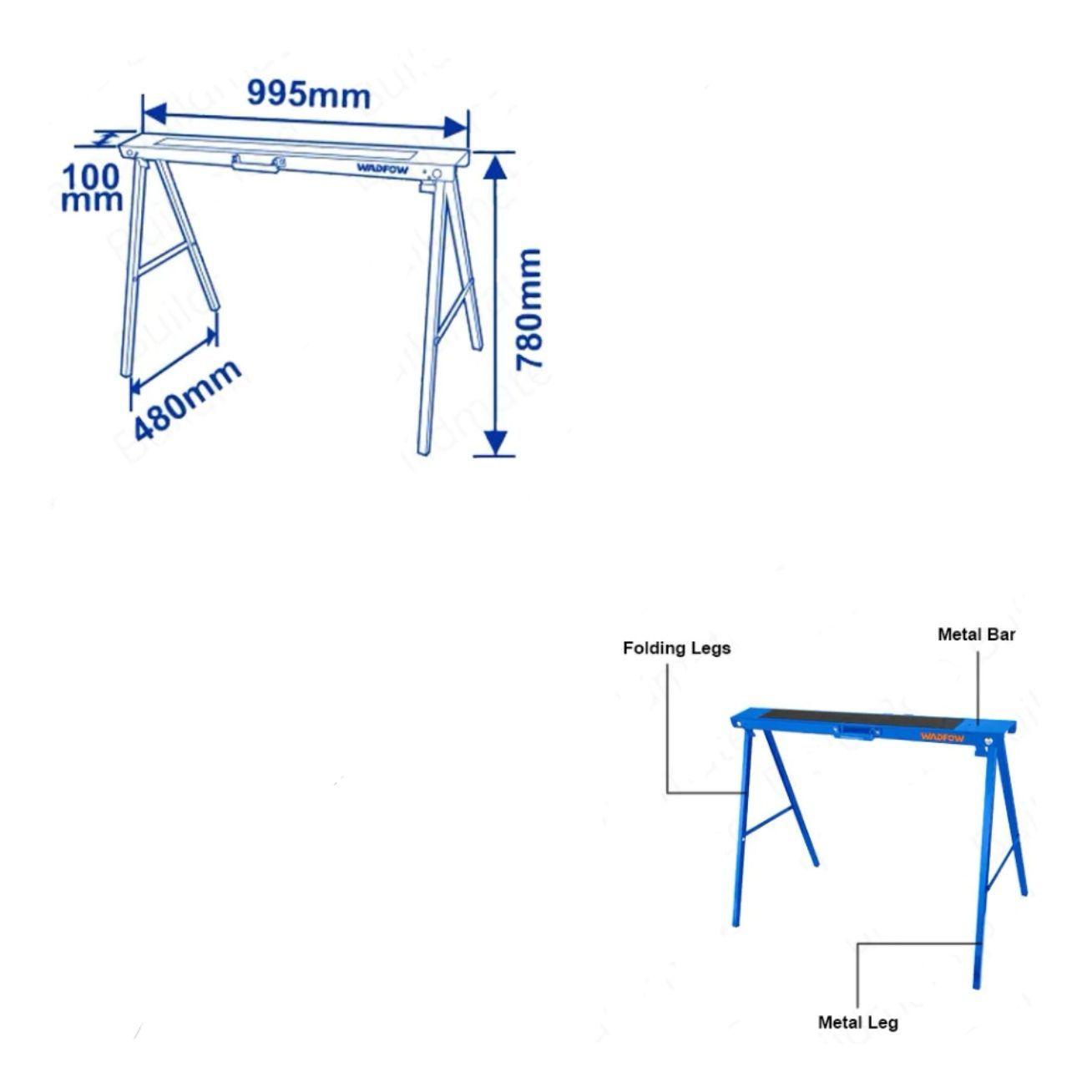 Set 2 Caballetes Plegables Wadfow 100 Kg 99x48x78 Cm Wdz1510-2
