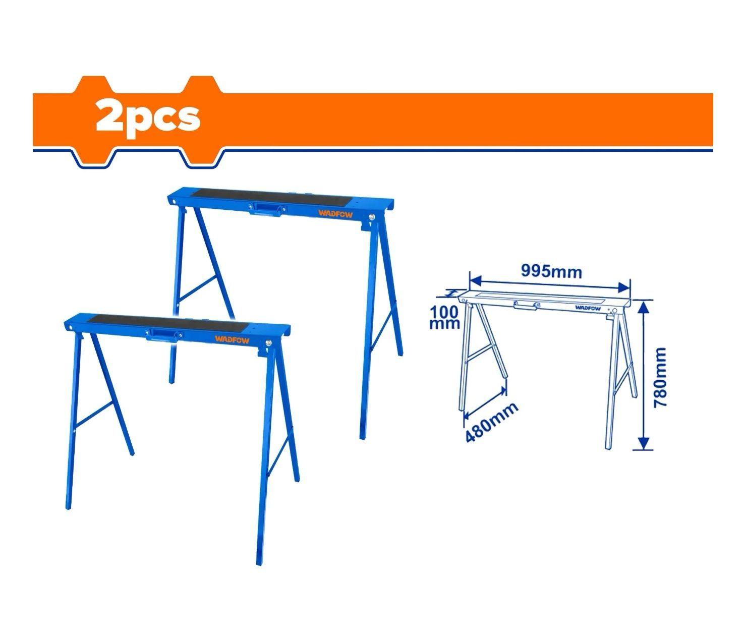 Set 2 Caballetes Plegables Wadfow 100 Kg 99x48x78 Cm Wdz1510-4