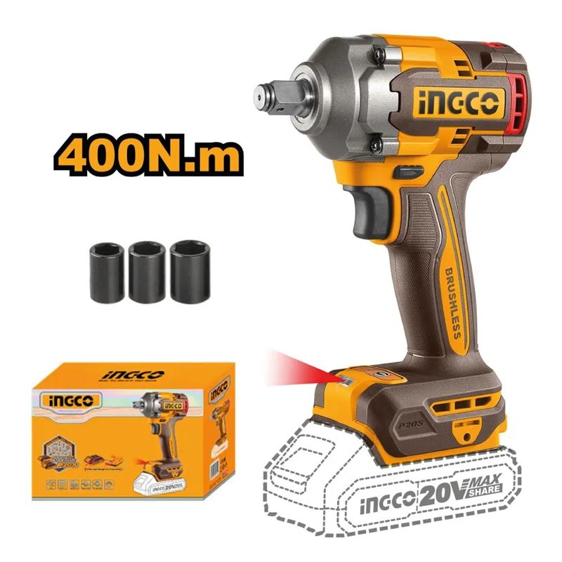 Pistola Llave De Impacto Bl 20v 400 Nm 1/2 Ingco Ciwli20401-5