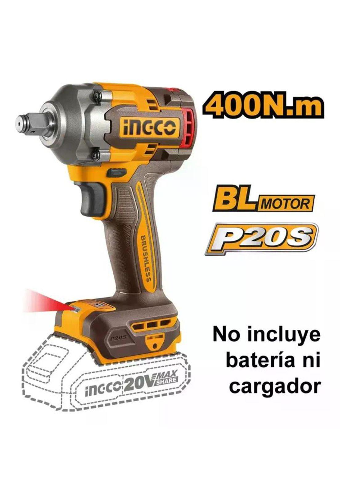Llave De Impacto 400 Nm Inalambrica Ingco Ciwli20401 Color Naranja Frecuencia 50 Hz / 60 Hz 20v-5