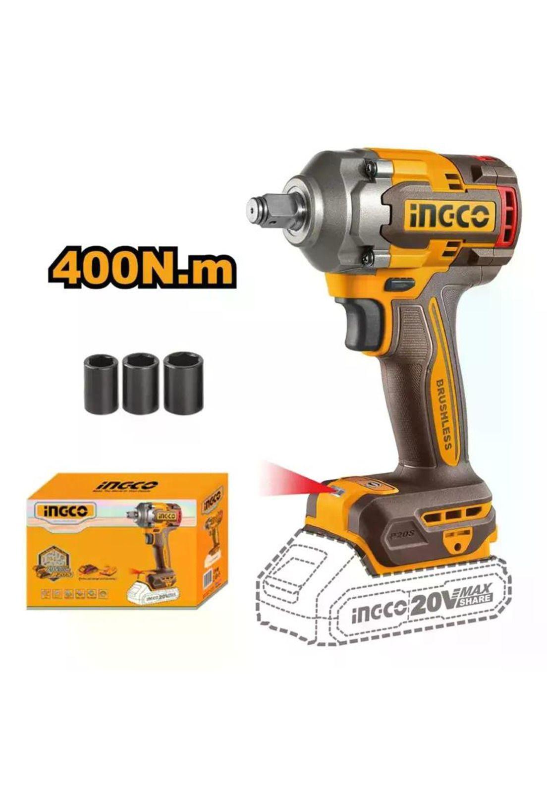 Llave De Impacto 400 Nm Inalambrica Ingco Ciwli20401 Color Naranja Frecuencia 50 Hz / 60 Hz 20v-9