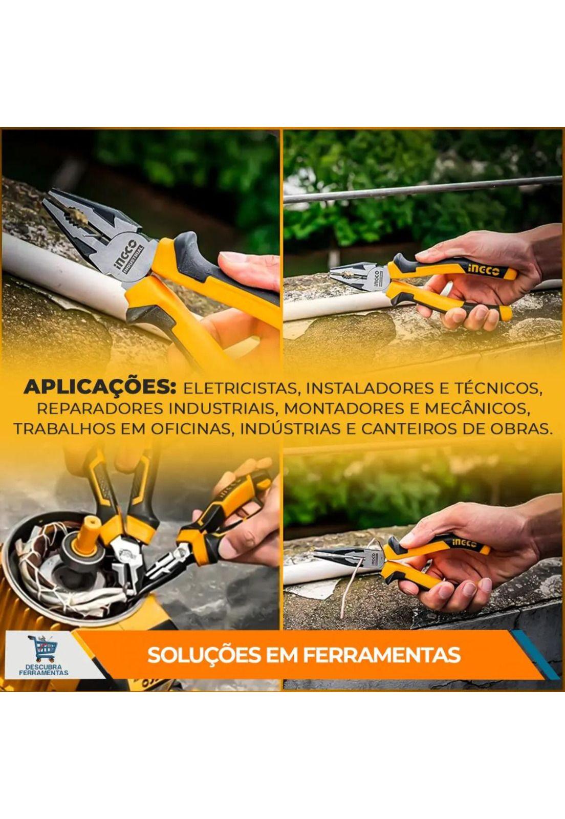 Juego De Alicates Profesionales Ingco Alta Performance De 3 Piezas, Color Amarillo-6