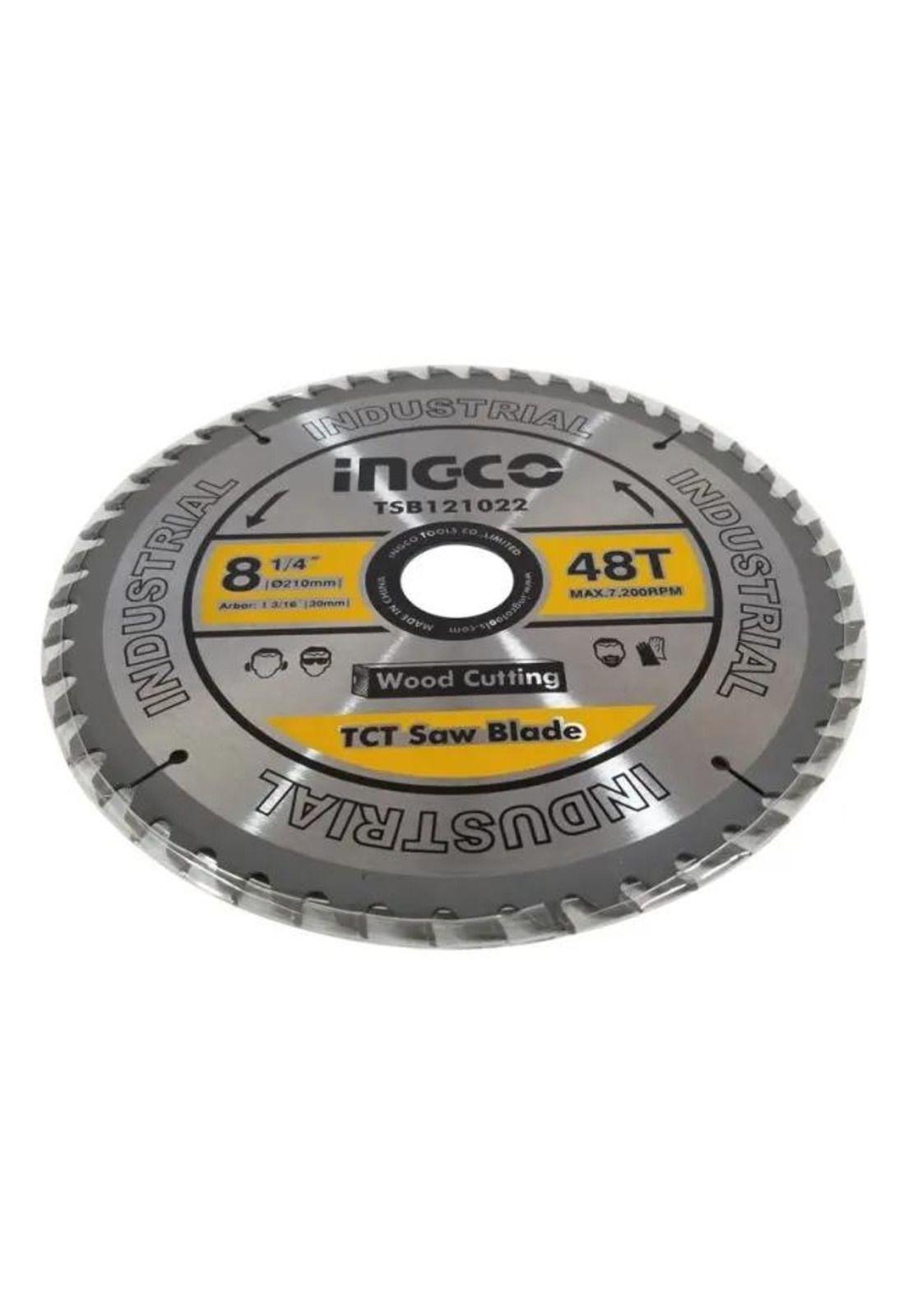 Disco De Sierra Circular Para Madera 48t 8 1-4 /210mm Ingco Amarillo Plateado-2