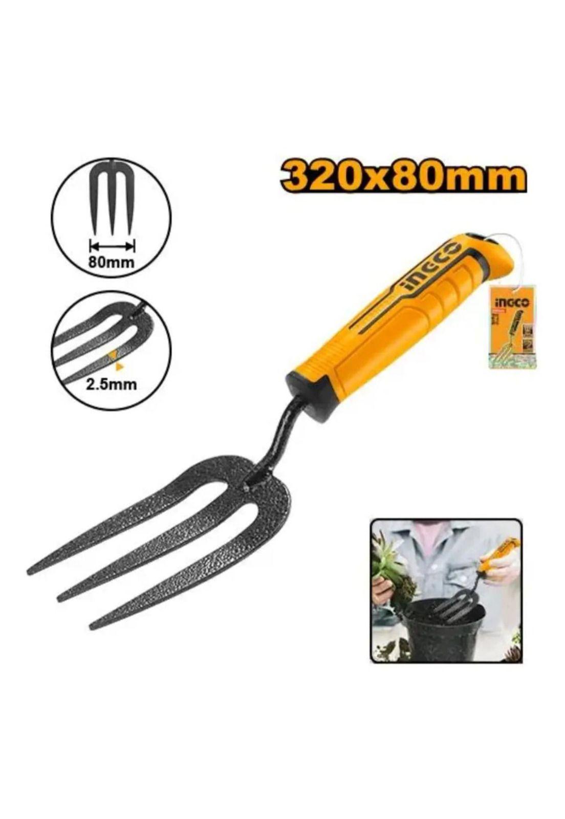 Cultivador Rastrillo Tres Puntas Para Jardín Ingco 80x320 Mm Amarillo-1
