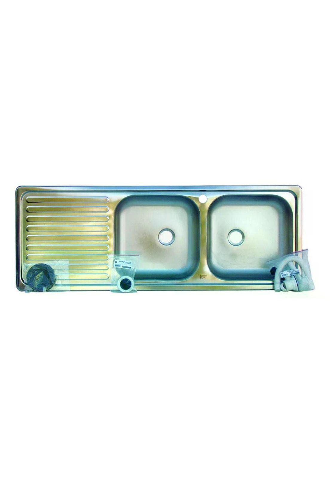 Lavaplatos Doble 120x44 Empotrado Monomando Izquierdo Taumm Gris-0