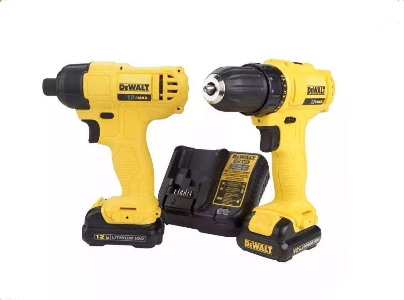 Kit Dewalt 12v Taladro + Atornillador Impacto + 2 Baterías + Cargador + Bolso De Transporte-1