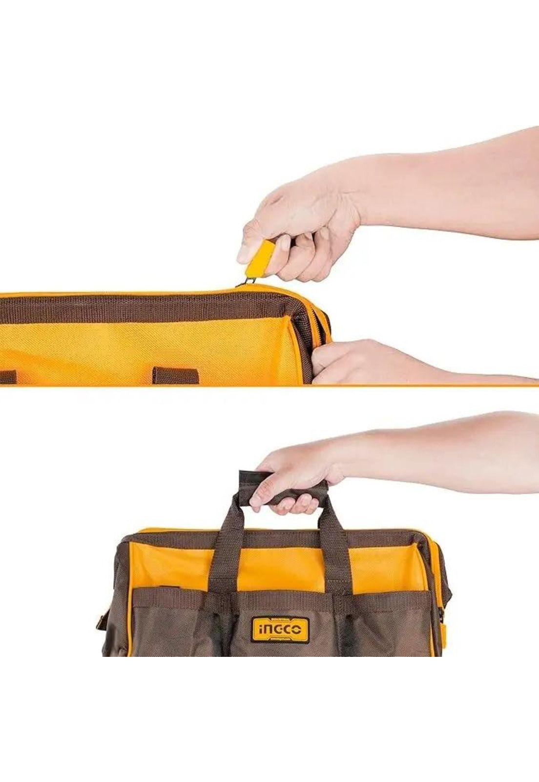 Bolso De Herramientas Industrial 16 Bolsillos 16 Ingco Ss Amarillo Negro-1