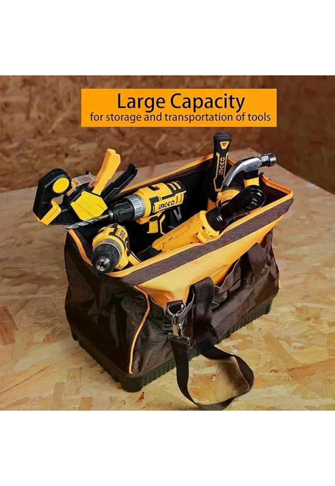 Bolso De Herramientas Industrial 16 Bolsillos 16 Ingco Ss Amarillo Negro-3