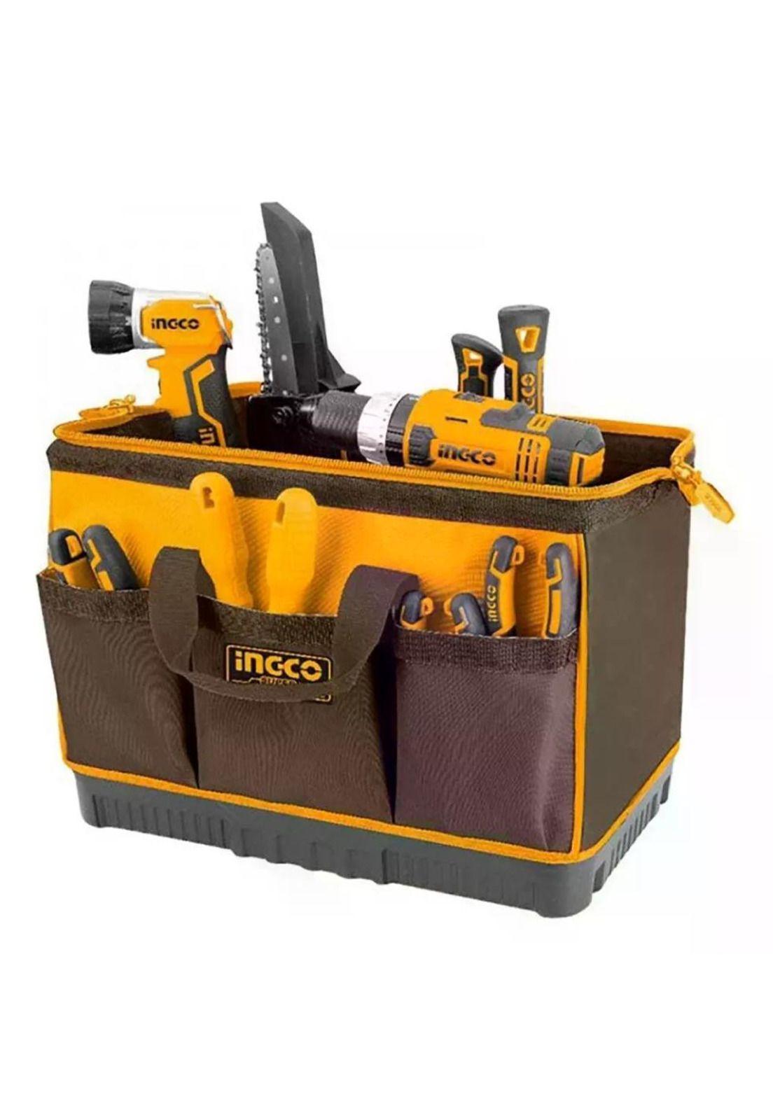 Bolso De Herramientas Industrial 16 Bolsillos 16 Ingco Ss Amarillo Negro-6