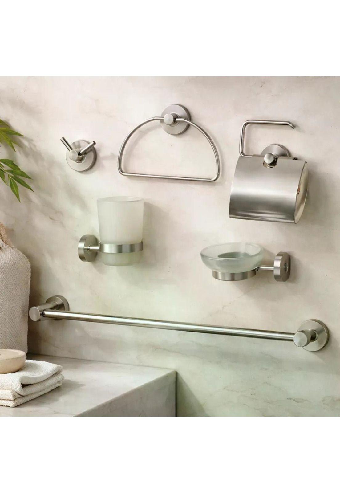 Set De Accesorios Baño Pared Freiburg Taumm Vidrio 6 Piezas Gris-0