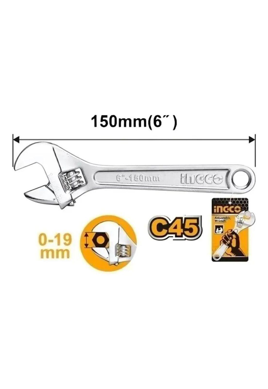 Llave Francesa Ajustable 6puLG Ingco Hadw131062-3
