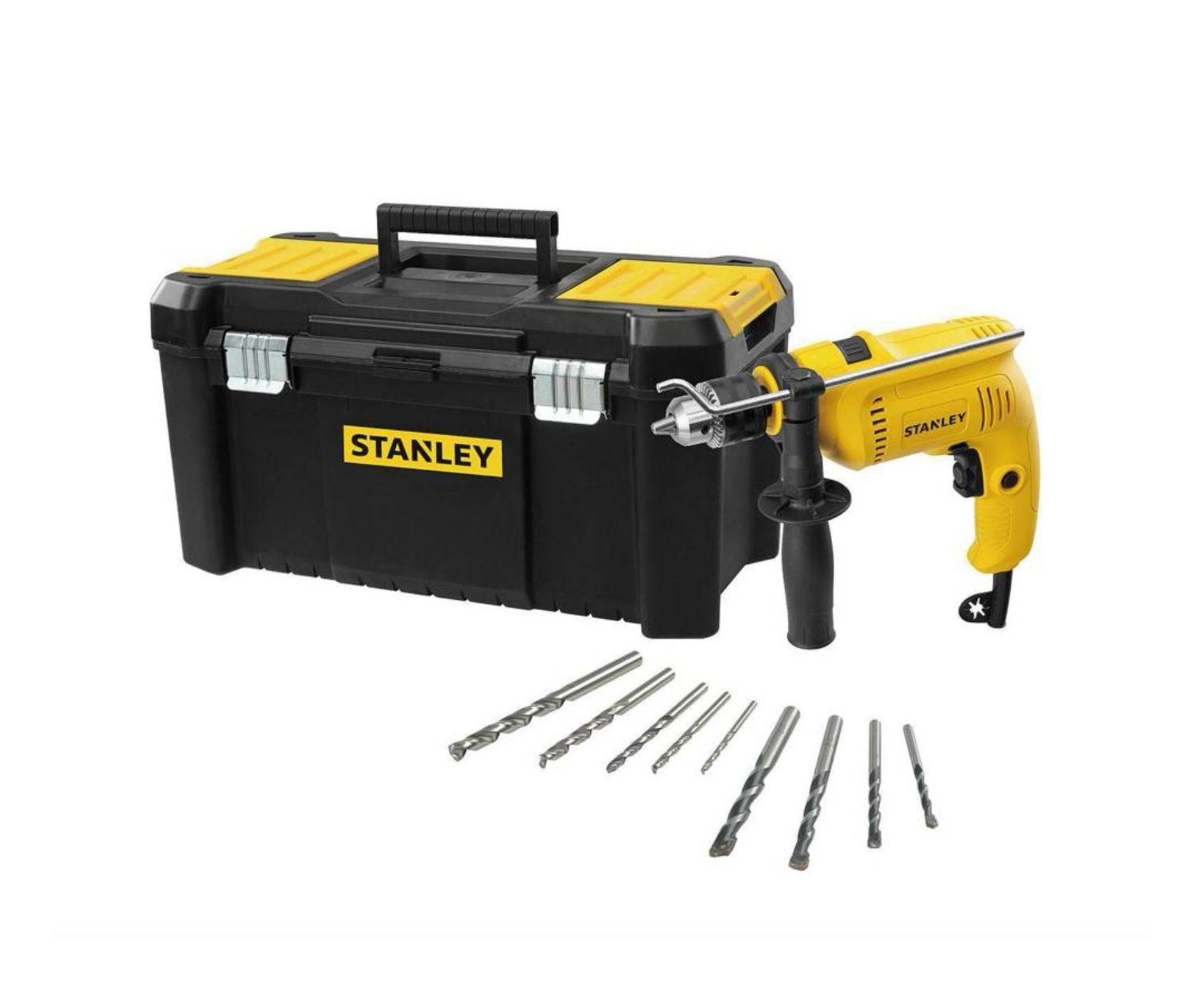 Kit Pack Stanley Taladro Percutor 600w + Caja Herramientas + 9 Brocas-5