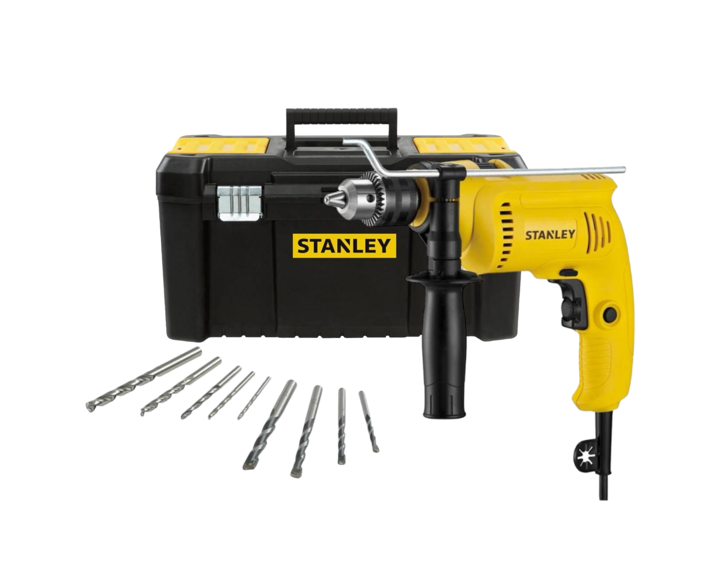Kit Pack Stanley Taladro Percutor 600w + Caja Herramientas + 9 Brocas-0