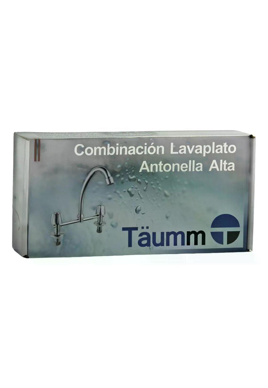Llave Combinación Lavaplatos Antonella Alta Taumm Acabado Brillante Color Plateado-1