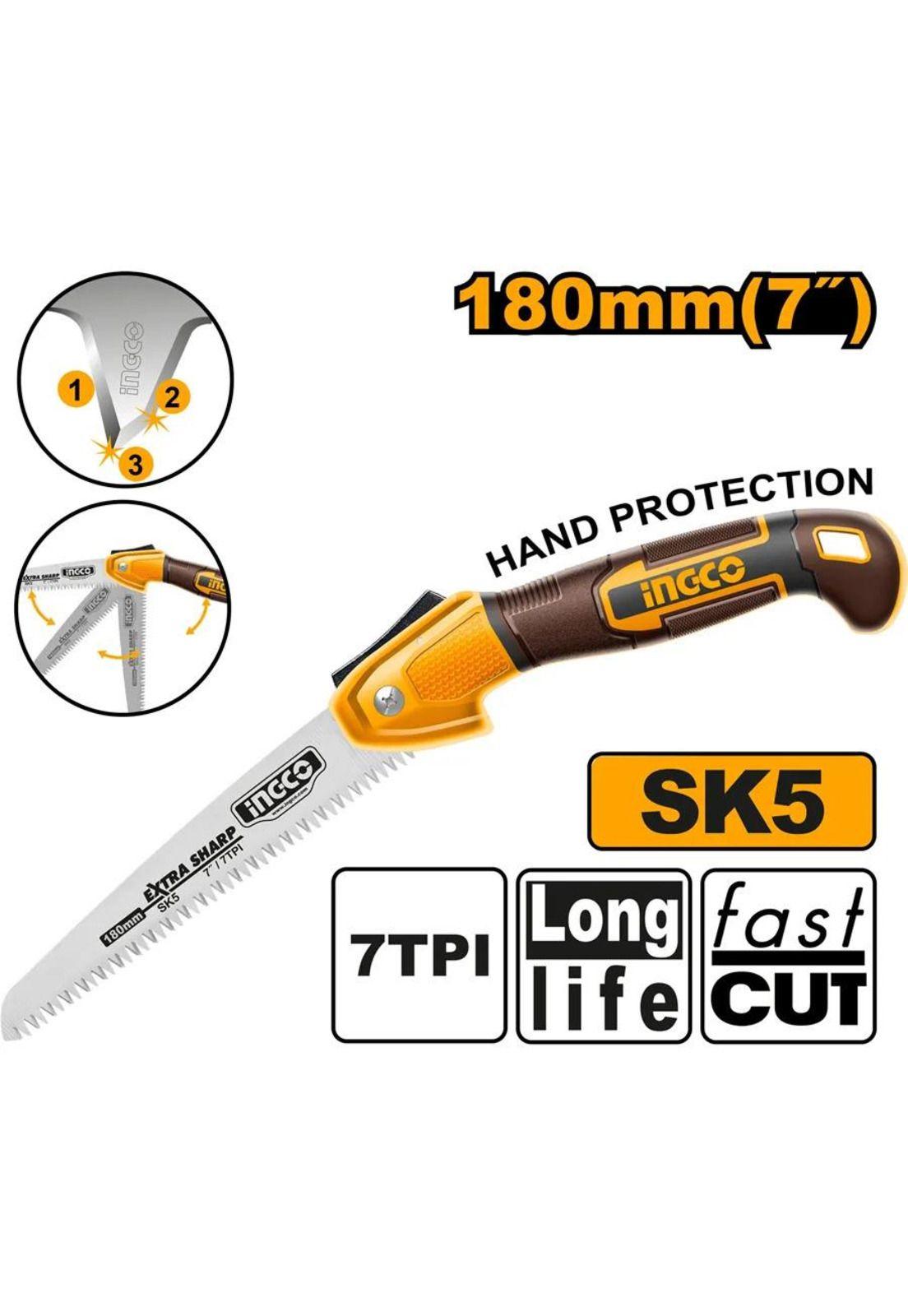 Serrucho Plegable Multiuso De Poda 180mm 7p Ingco Hfsw1806-7