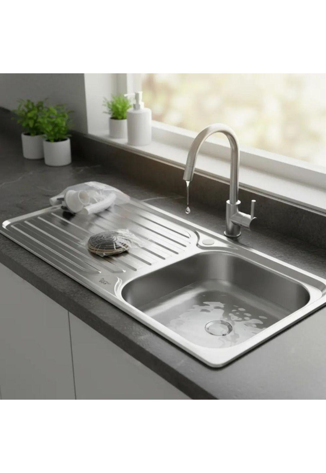 Lavaplatos Empotrable 100x44 Cm Eco P Monomando Izquie Taumm Gris-2