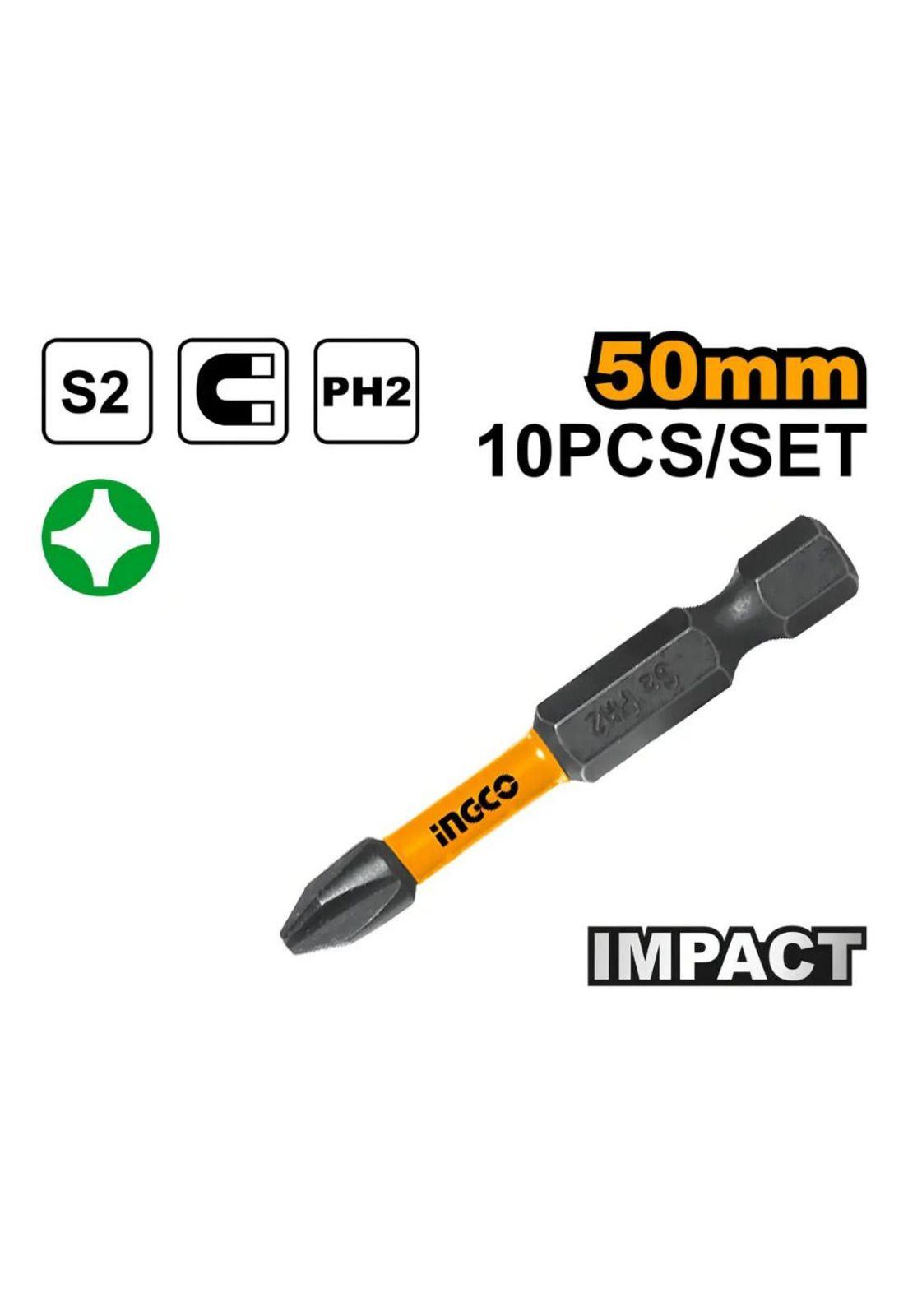 Set 10 Puntas Impacto Destornillador Ph2 50mm Imantada Ingco-5