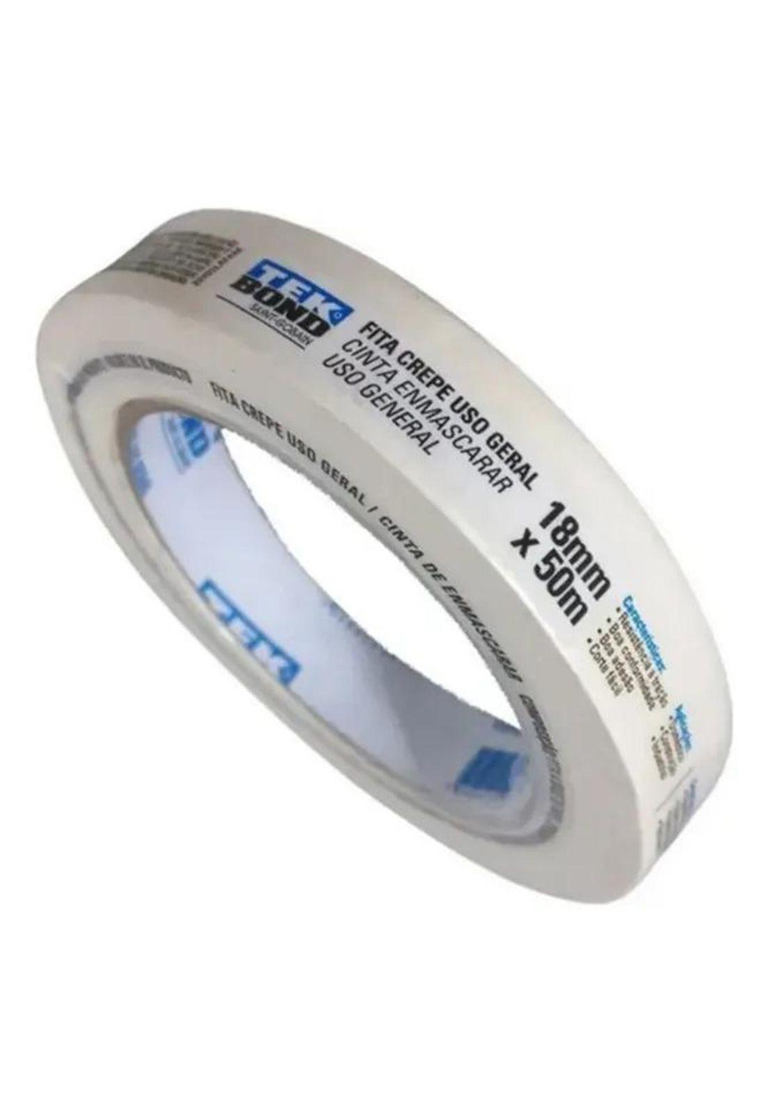 Cinta Adhesiva Crepe Enmascarar Masking Tap 18mm 50m Tekbond Blanco-2