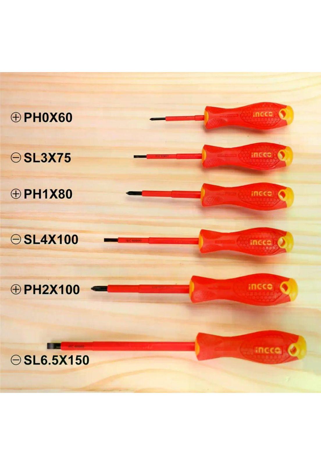 Set Destornilladores Electricos Aislado 6pcs Ingco Hkisd0608-6