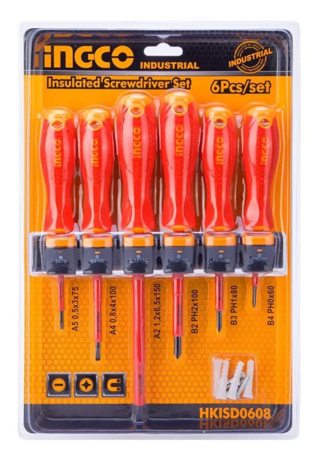 Set Destornilladores Electricos Aislado 6pcs Ingco Hkisd0608-9