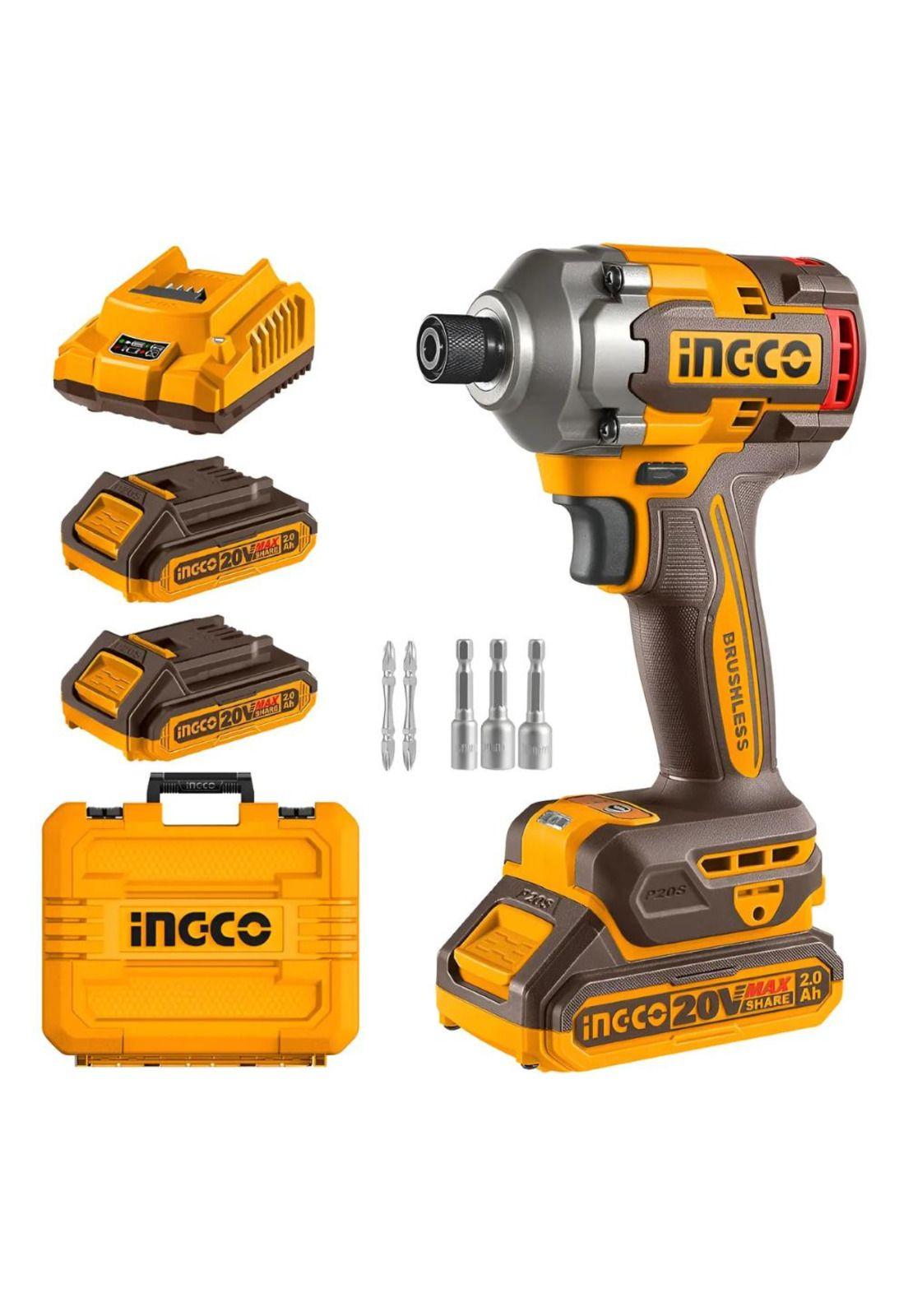Atornillador De Impacto Industrial Bl 285 Nm Ingco Cirli2028 Color Naranja 20v-0