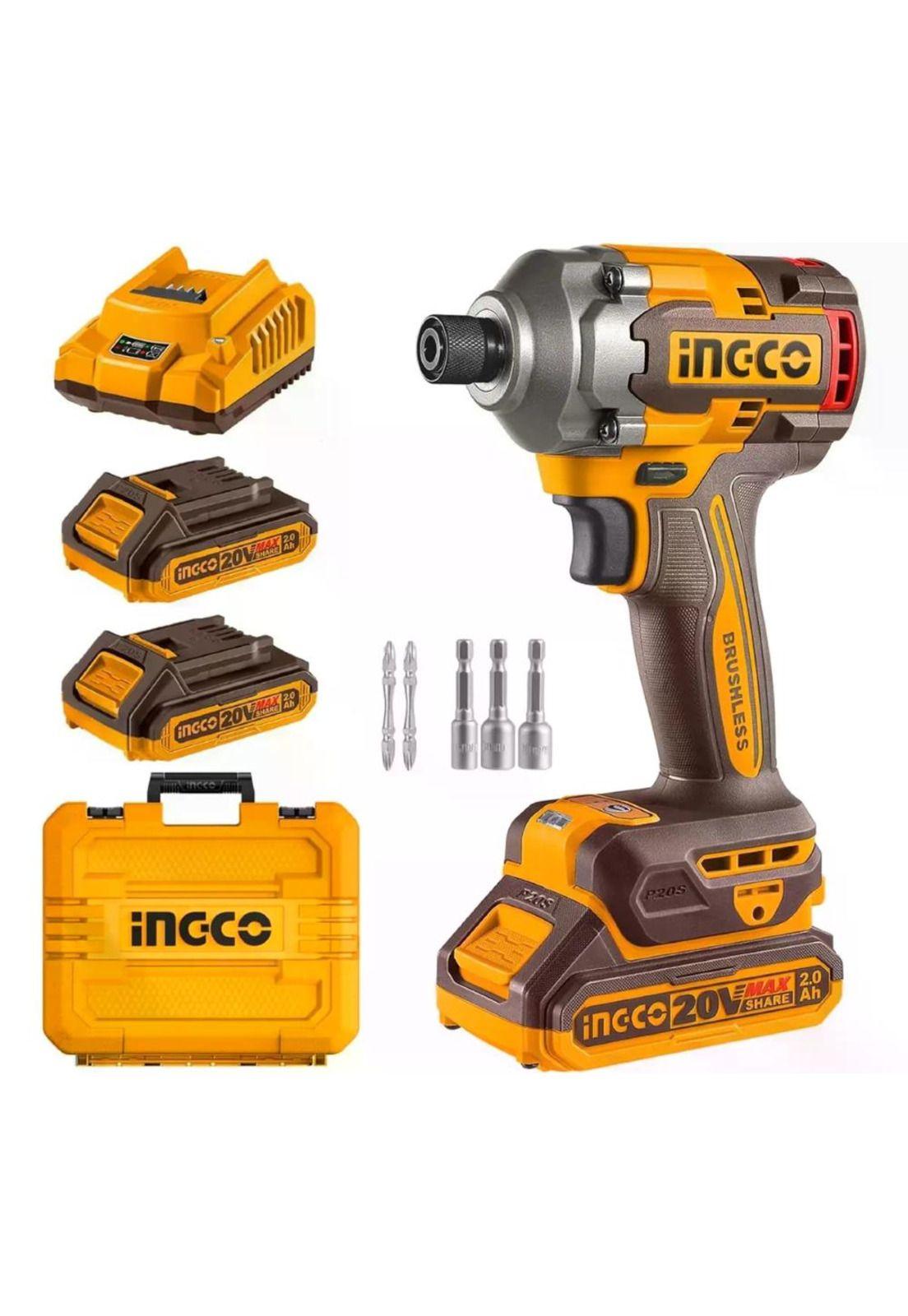 Atornillador De Impacto Industrial Bl 285 Nm Ingco Cirli2028 Color Naranja 20v-8