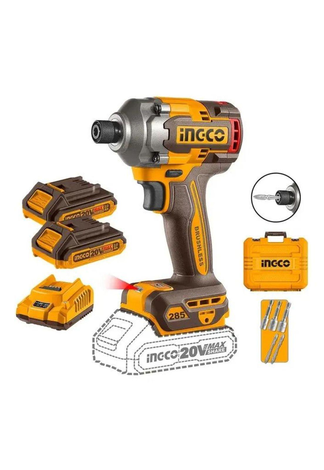 Atornillador De Impacto Industrial Bl 285 Nm Ingco Cirli2028 Color Naranja 20v-9