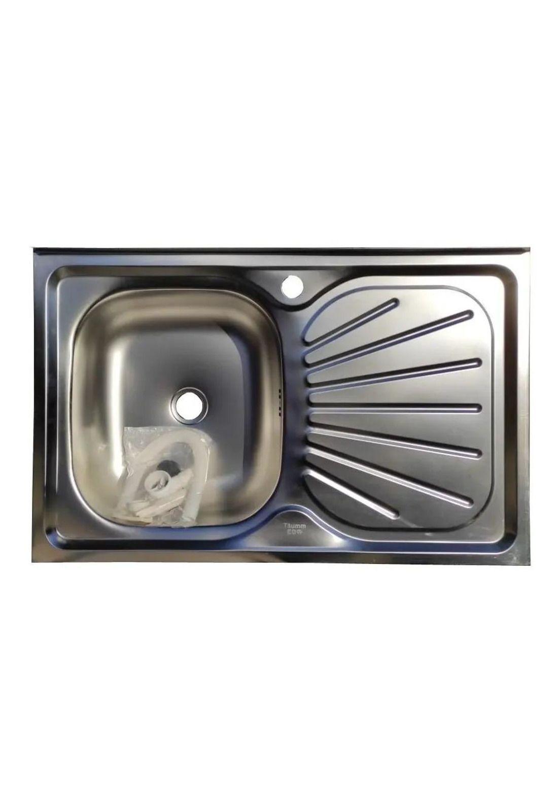 Lavaplatos Sobreponer Simple 80x50 Inoxidable Derecho Color Plateado-7