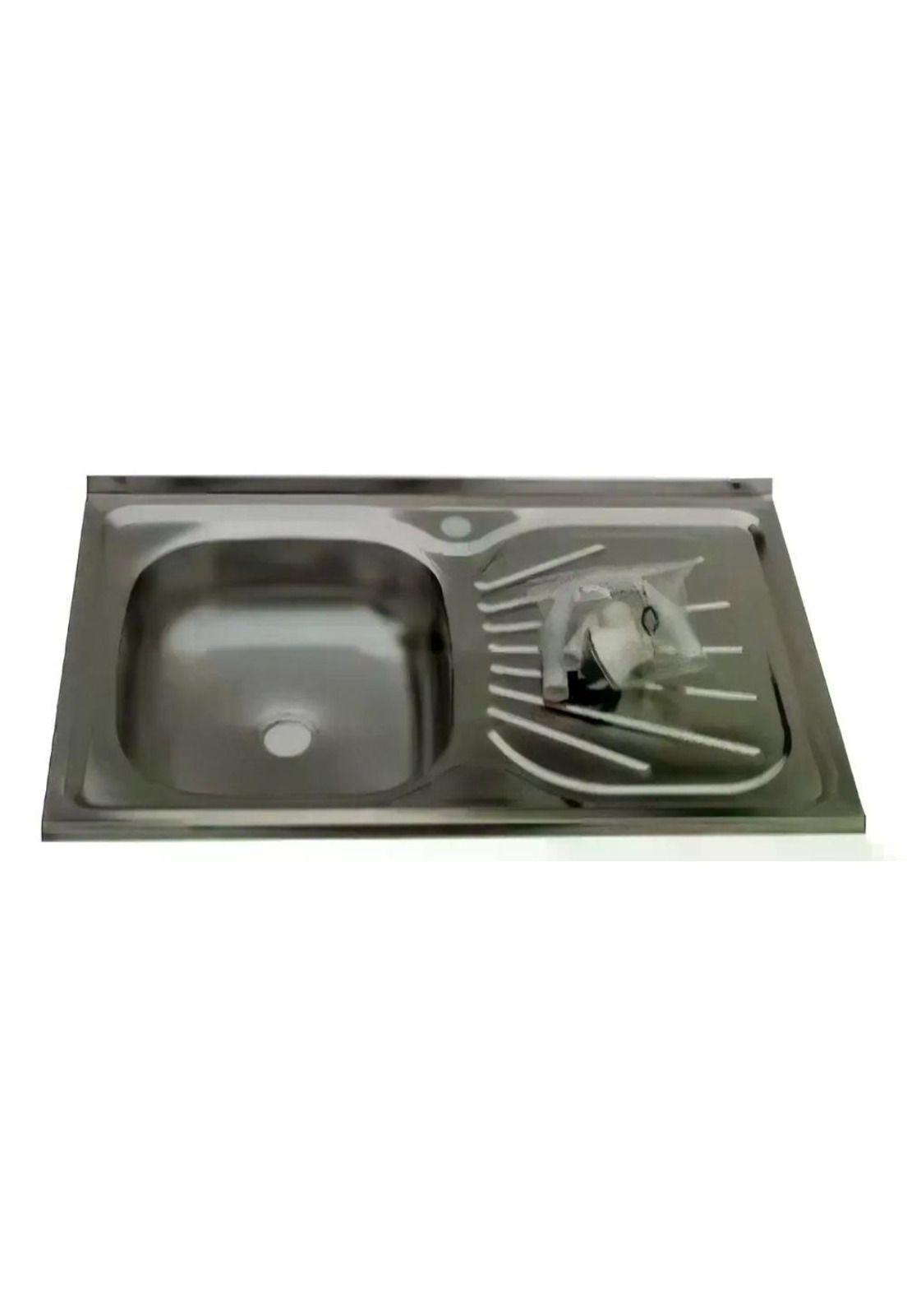 Lavaplatos Sobreponer Simple 80x50 Inoxidable Derecho Color Plateado-9