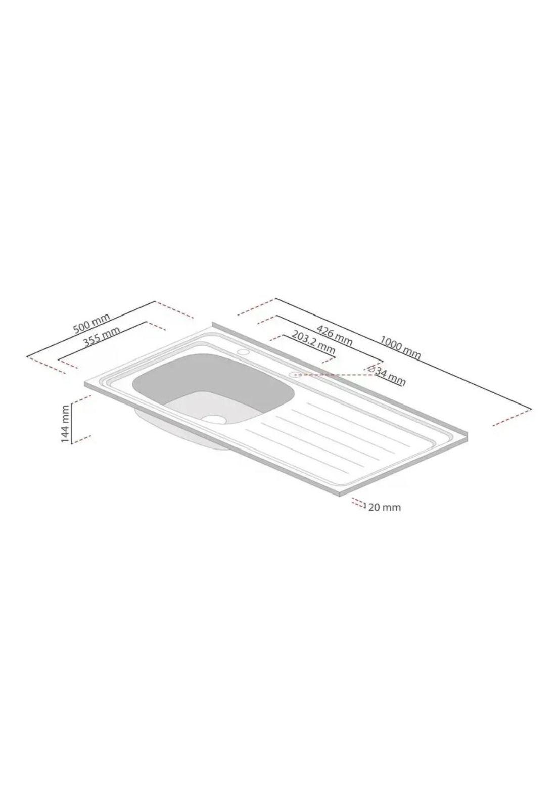 Lavaplatos Lava Vajilla Sobreponer 100x50 Taumm Derecho Gris Gris-3