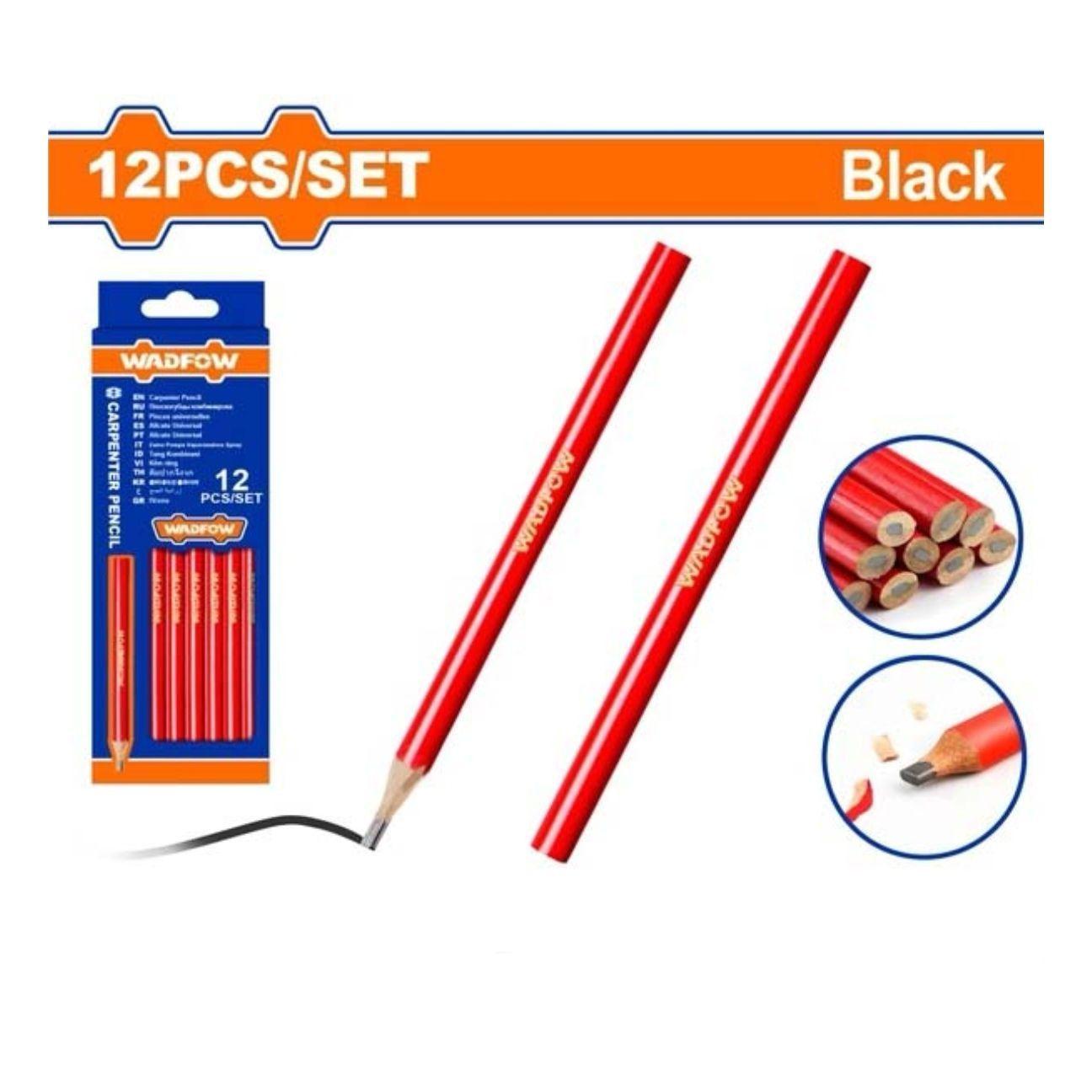 Set De 12 Lapiz Carpintero Negro Wadfow Wmq1512-1