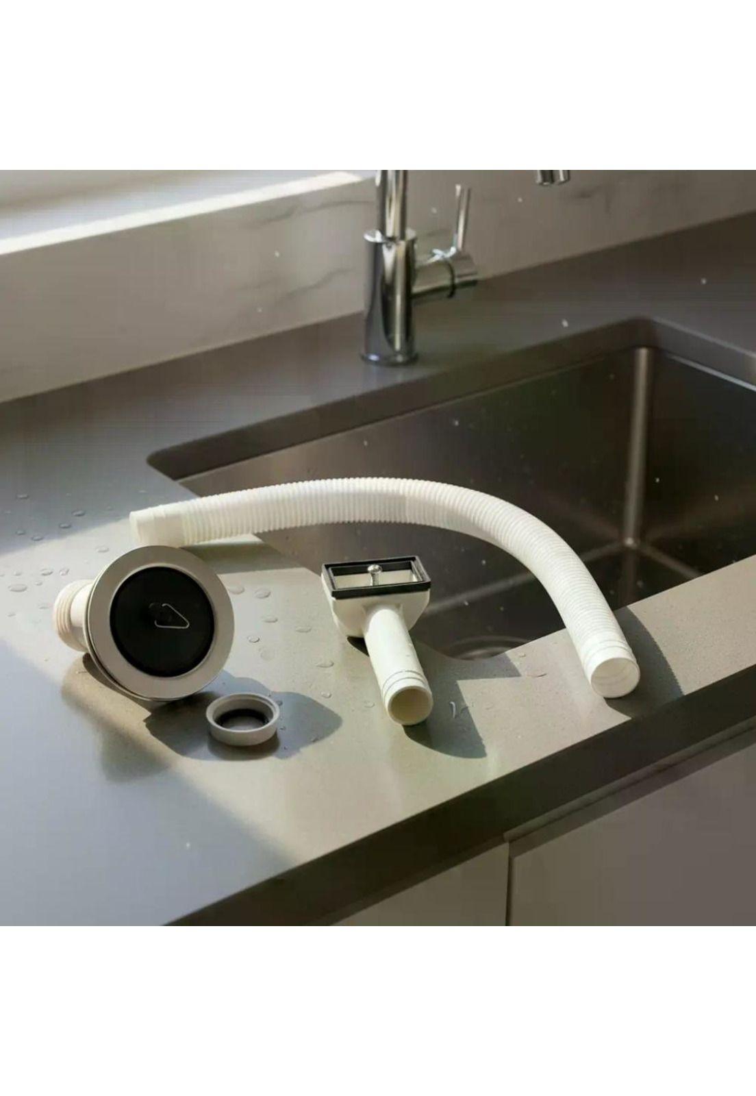 Desague Plastico Lavaplatos 1 1/2 Con Tubo Rebalse Taumm Blanco-2