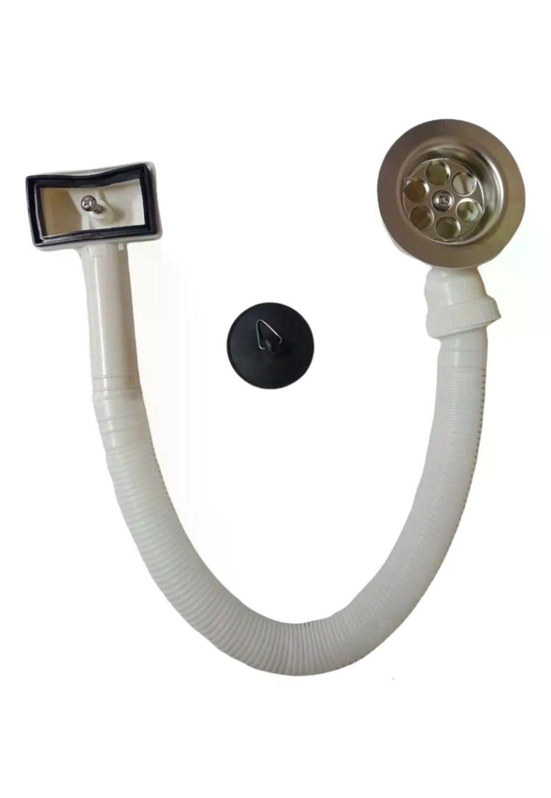 Desague Plastico Lavaplatos 1 1/2 Con Tubo Rebalse Taumm Blanco-5