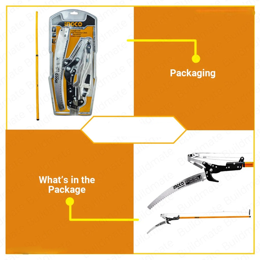 Podador Serrucho De Poda Curvo Con Pertiga 2 8m Ingco Arboles-7