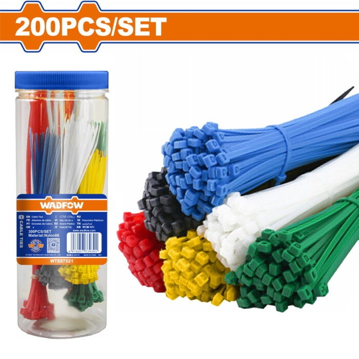 Set 200 Amarras Plasticas Wadfow 2.5-3.6x100-200 Mm 5 Colores-3