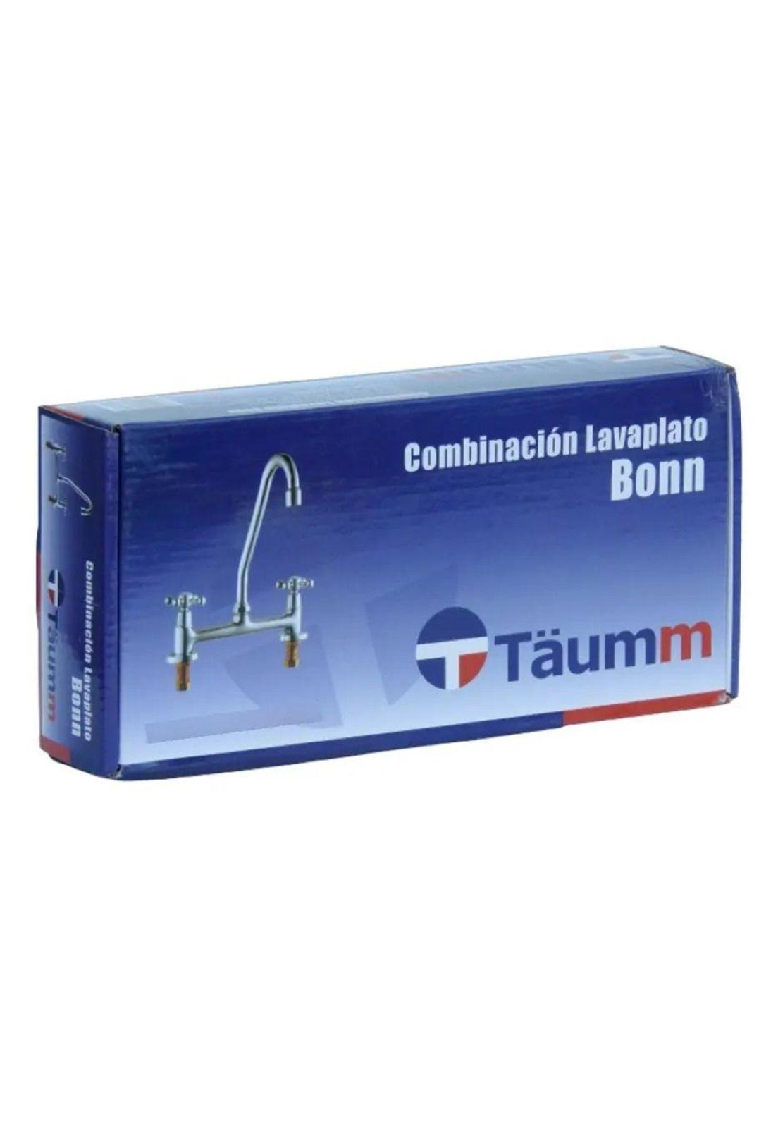 Llave Combinación Para Lavaplato Cuerpo Fundido Bonn Taumm Gris Cromado Plateado Brillante-3