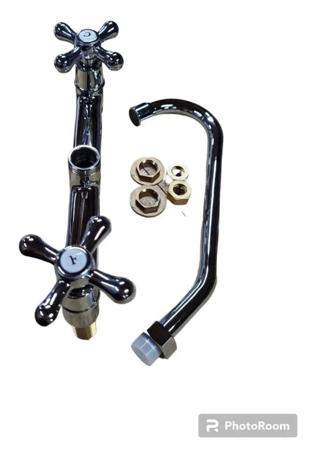 Llave Combinación Para Lavaplato Cuerpo Fundido Bonn Taumm Gris Cromado Plateado Brillante-5