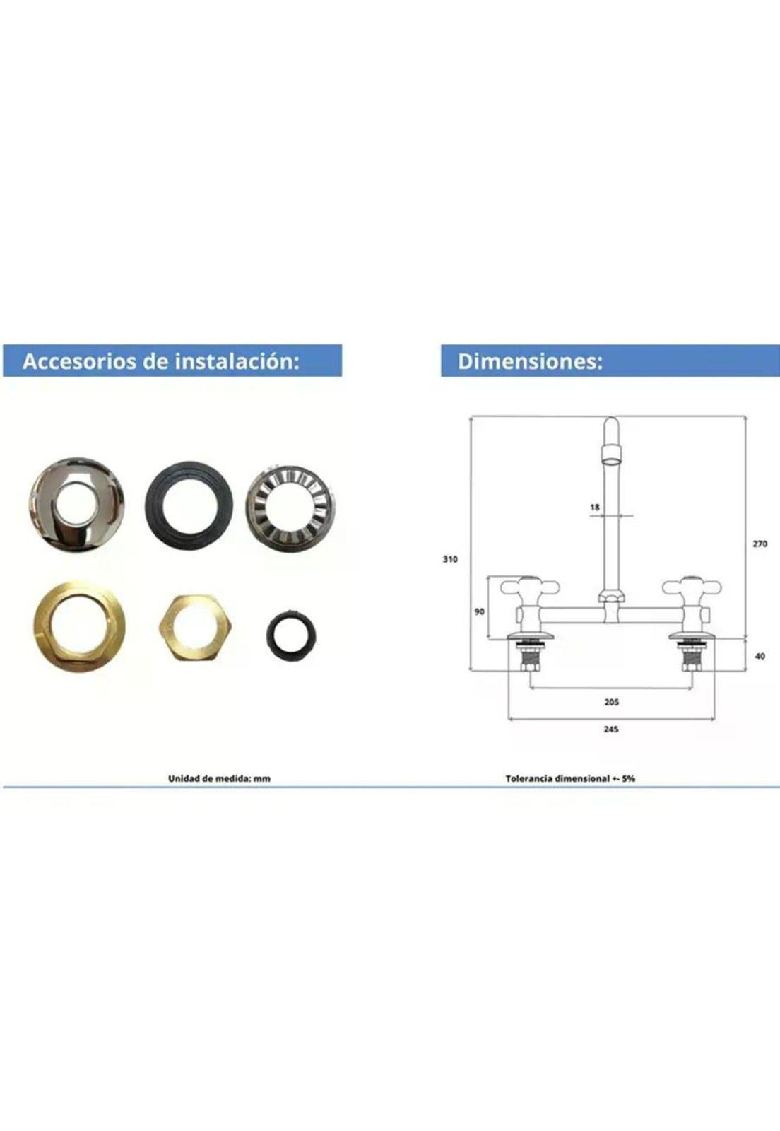 Llave Combinación Para Lavaplato Cuerpo Fundido Bonn Taumm Gris Cromado Plateado Brillante-7