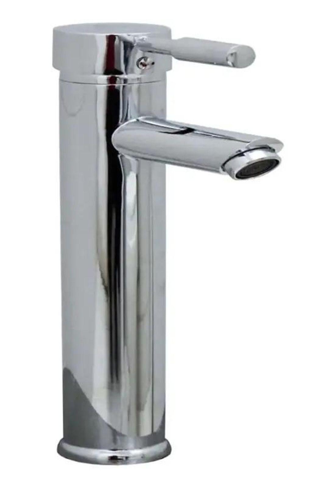 Llave Monomando Lavatorio Alto Modern Taumm Grifo Plateado Brillante-4