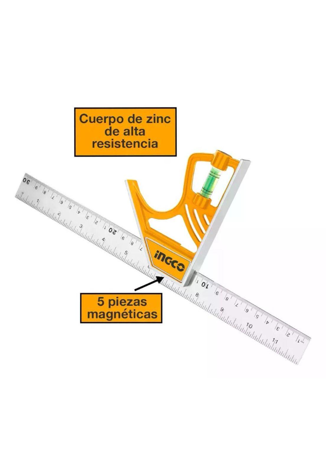 Escuadra De Combinación Magnética Ingco 300mm Naranja-1