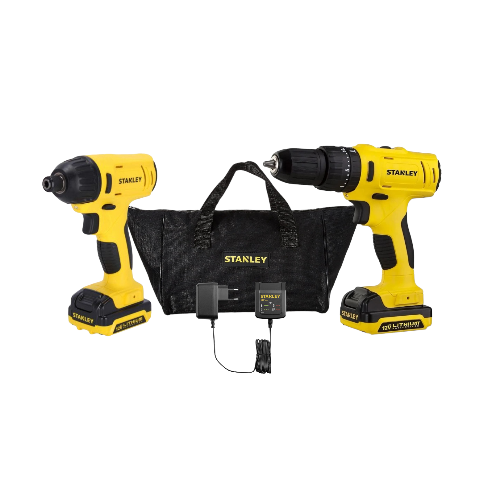 Kit Inalámbrico Stanley Taladro Percutor + Atornillador De Impacto 12v + 2 Baterías + Bolso Transpor-0